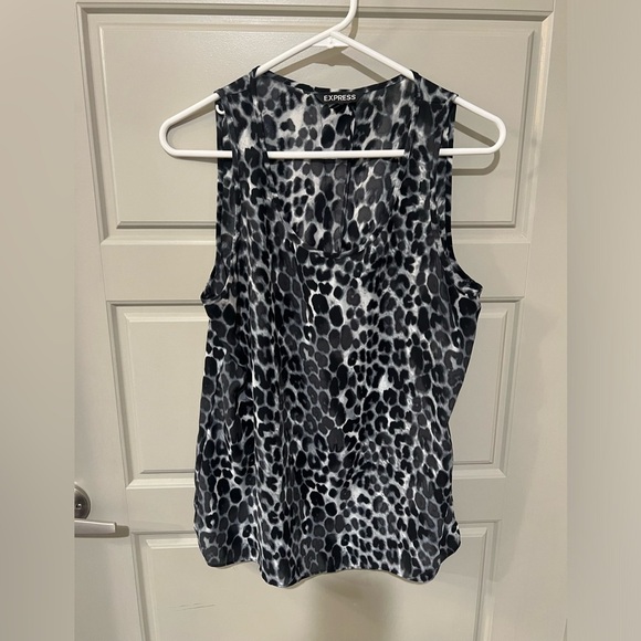 Express Tops - Express Black and White Leopard Print Women's Top